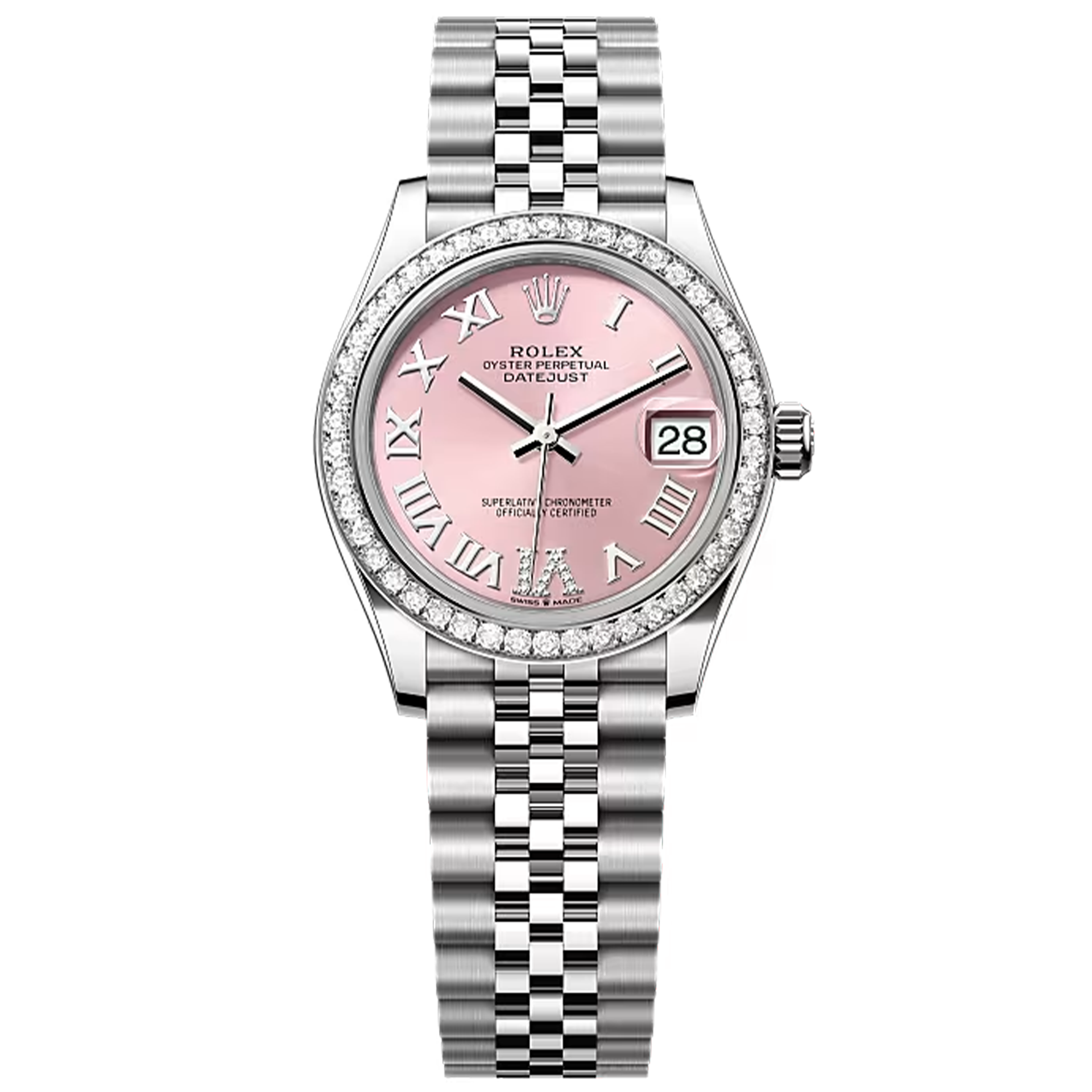 Datejust-pink-Dial-Roman-Numerals-Diamond-Bezel-Bespoke-Timepiec-31mm